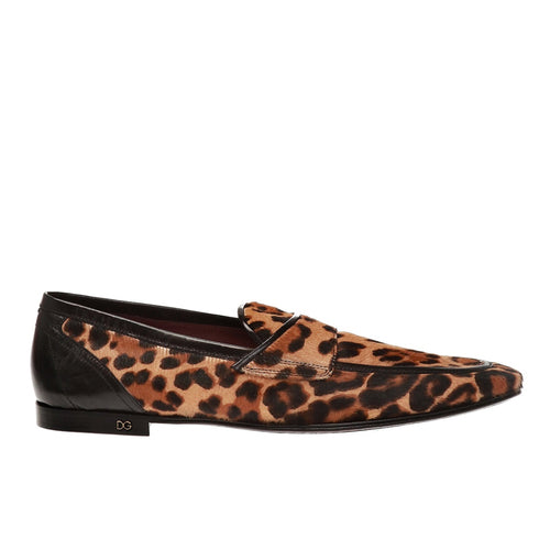 Dolce & Gabbana Leopard Print Pony Hair Loafers