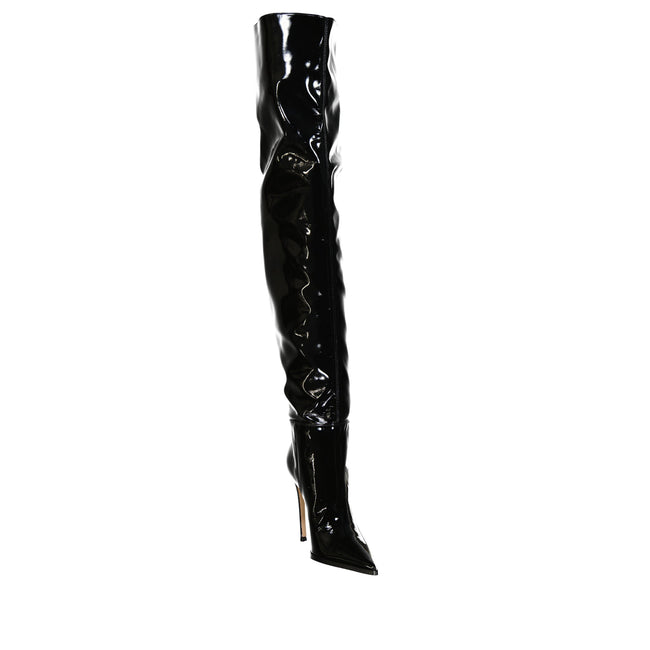 Vetiver Patent Leather Knee Boots