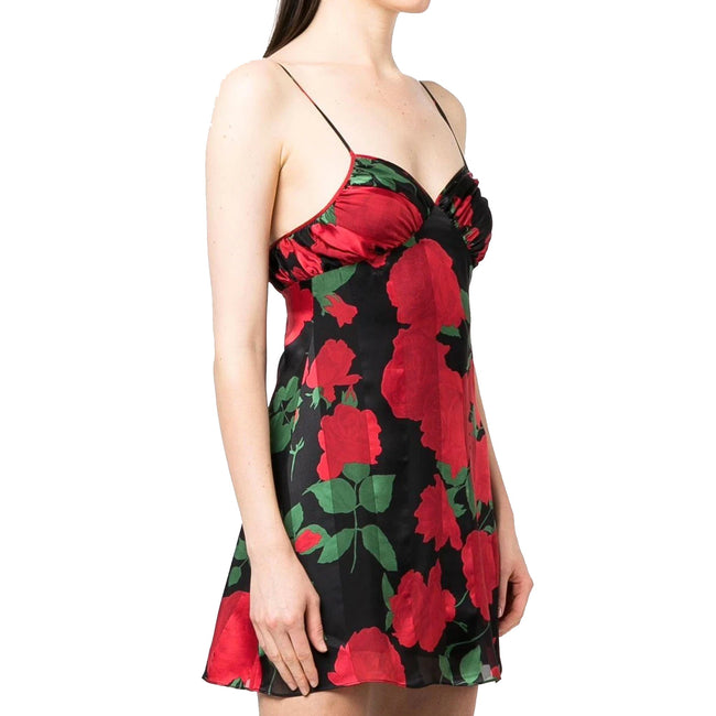 Saint Laurent Flower Print Silk Mini Dress