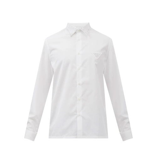 Prada Studded Crystal Collar Shirt